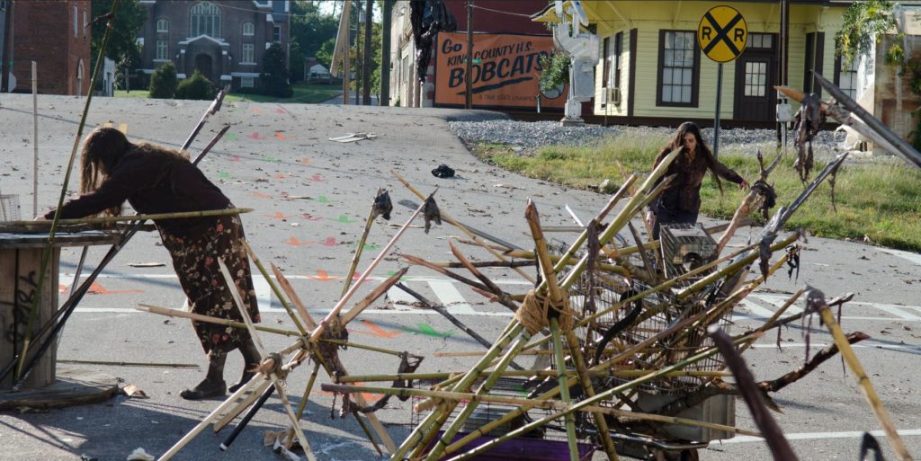 These spikes were used to keep the zombies at bay in this episode of AMC’s television series “The Walking Dead.”