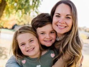 Molly Bellah with her son and daughter 