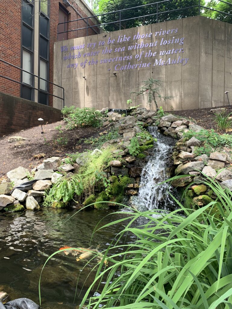 Waterfall and garden at Joseph's university