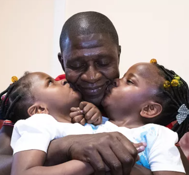 Ibrahima Ndiaye with Marieme (left) and Ndeye